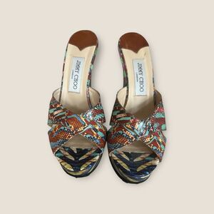 Jimmy Choo | EUC Women's Multicolored Snakeskin Wedges Size 39